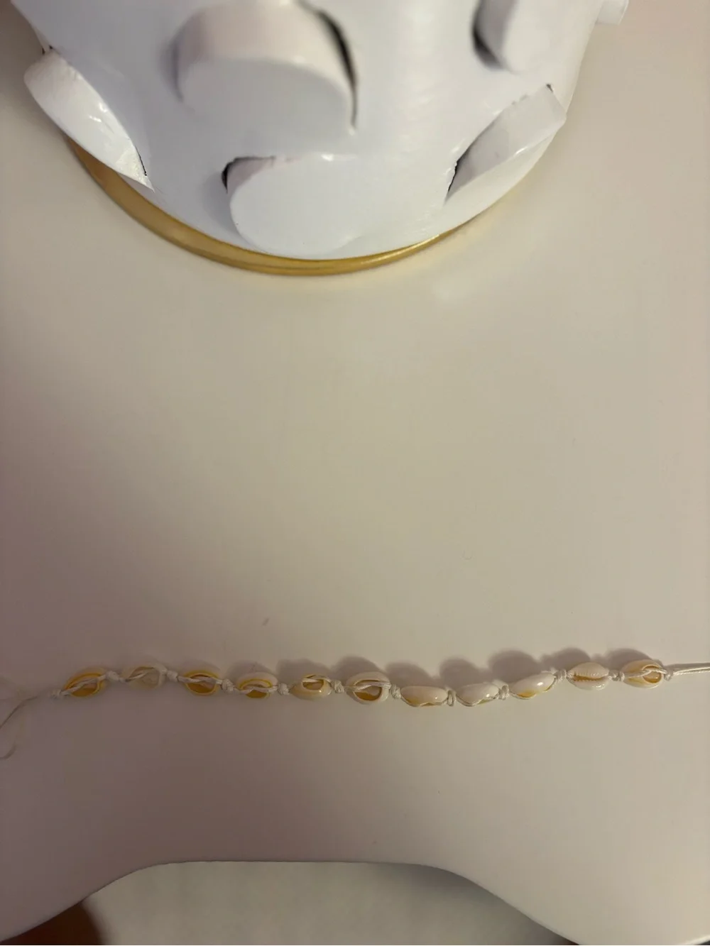 Shell Cowrie Anklet - White and Natural Tan